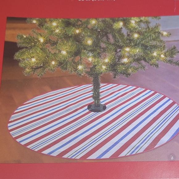 Country Red And Green Candy Striped Christmas Tree Skirt 38" New - Picture 3 of 3